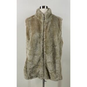 Coldwater Creek Faux Fur Zip Up Vest